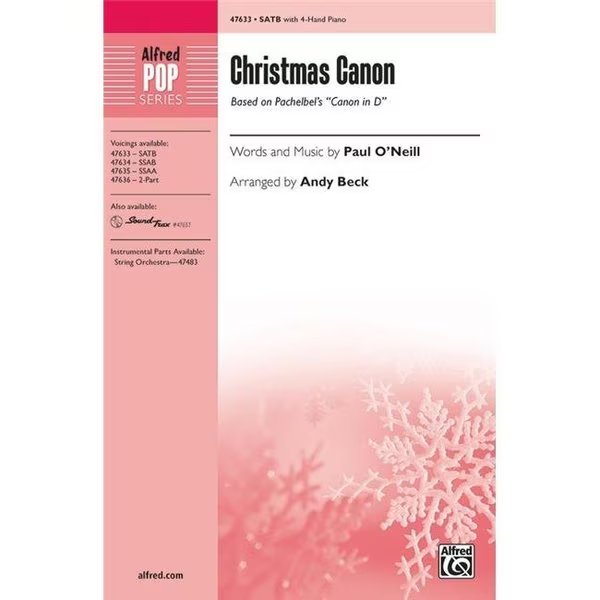 Alfred Music 00-47633 Christmas Canon SATB Choral Octavo, Alfred Music, Mfr#: 00-47633